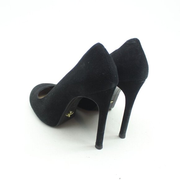 Pour la Victoire Womens Sz 8 Black Suede Vero Cuoio Leather Pumps Stiletto Heels - Picture 6 of 11